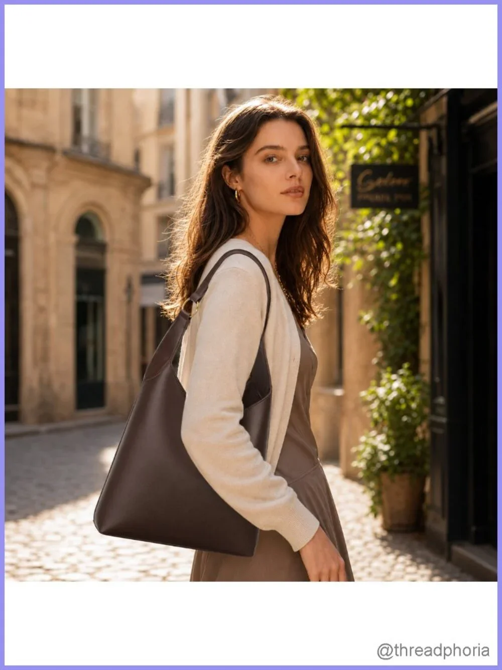 Vegan Leather Hobo Shoulder Bag Tote Satchel Purse with Snap Pocket